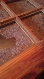 Glass removed, wood lightly scraped